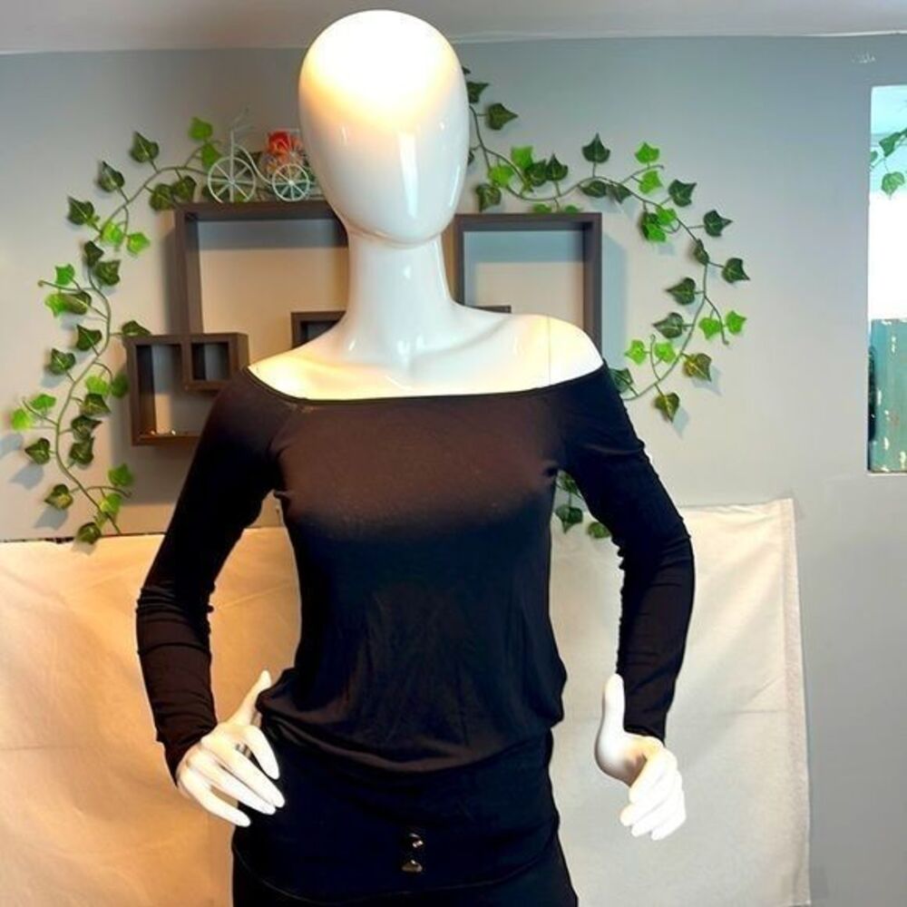 ASOS Off The‎ Shoulder Long Sleeve Black Top Size 4 Small